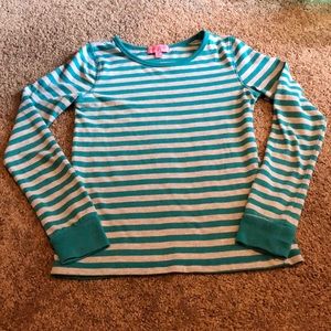 Heartsoul Top Girls Size Medium Blue Gray Striped Long Sleeve